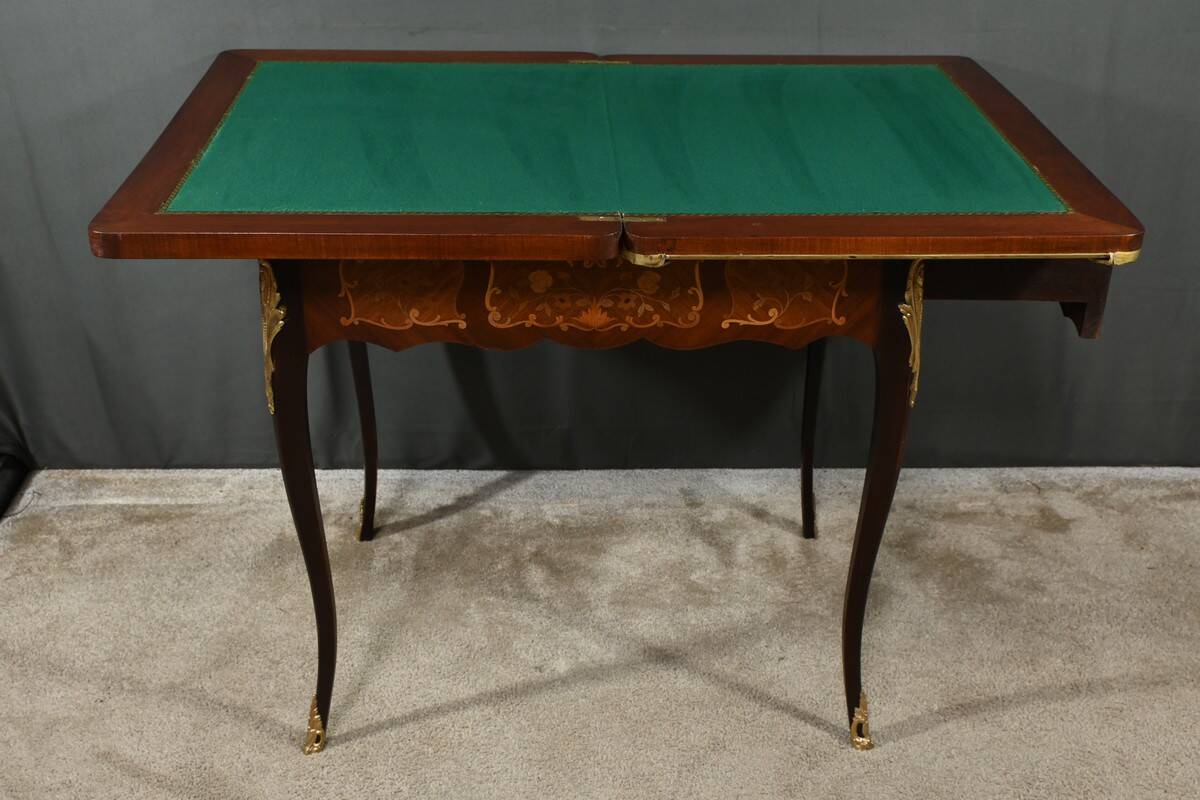 Mahogany Games Table, Louis XV/Louis XVI Transition Style – Late 19th Century
