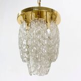 Italian Brass and Murano Glass Ceiling Lamp, 1970s