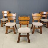 Vintage brutalist dining chairs, set of 5 - 1960s