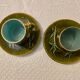 Set de deux tasses et sous tasses en barbotine "bambou" xixème siècle.