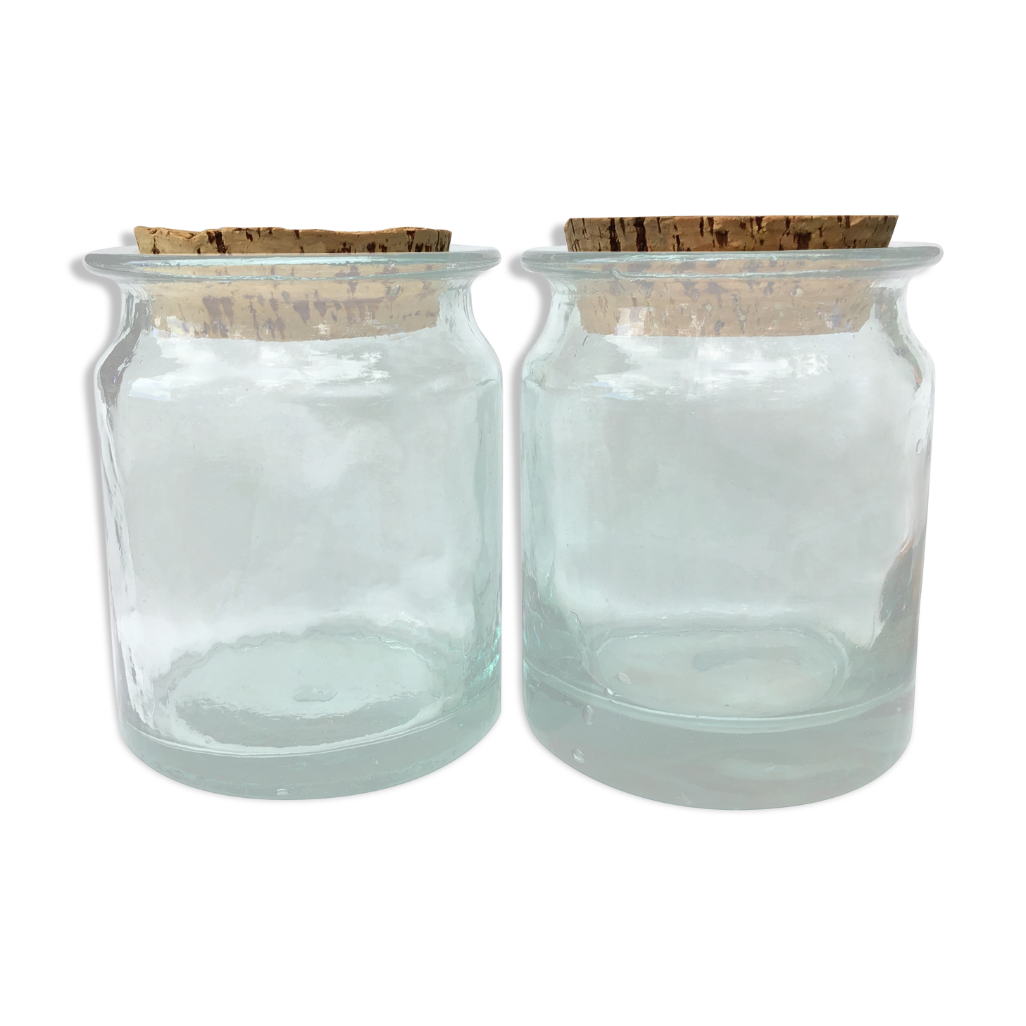 Pair jars green cork cork