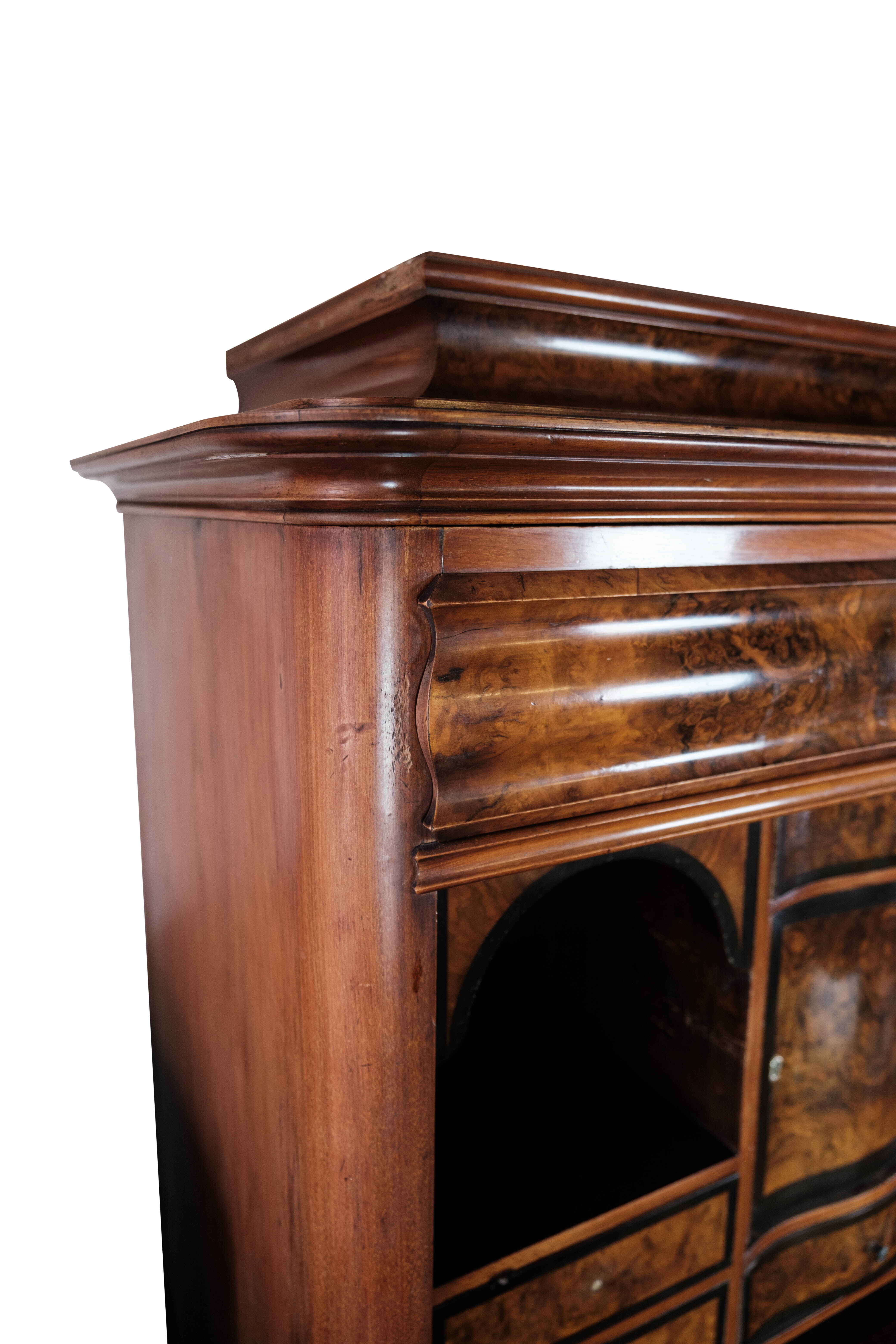 Bureau of polished walnut and mahogany, 1850s