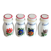 Set of 4 vintage opaline spice jars