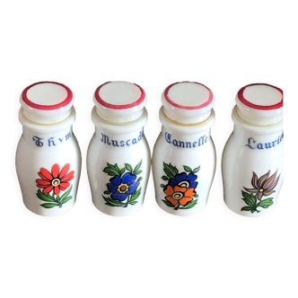 Set of 4 vintage opaline spice jars