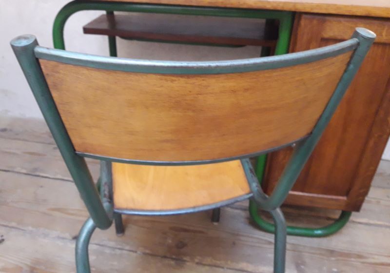 Metal and wood office chair