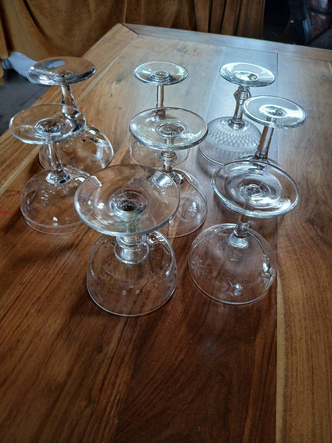 8 mismatched vintage champagne coupes