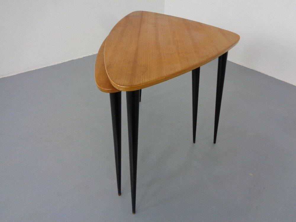 Mid-Century Triangular Birch Side Tables, 1960s, Set of 2