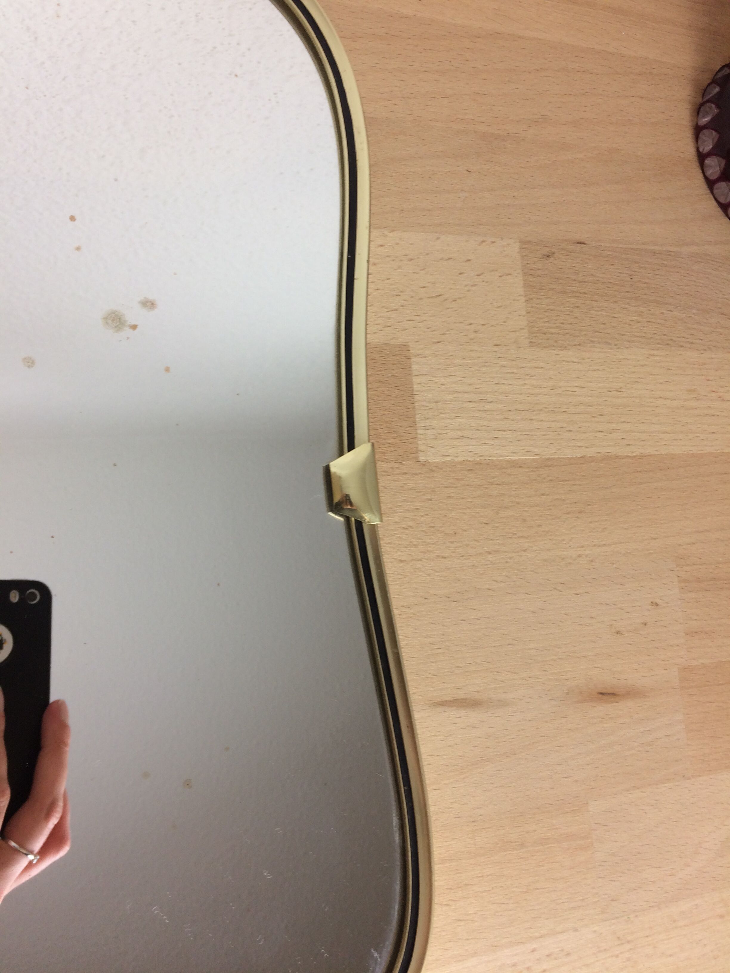 Mirror mirror free form of the 50s, brass, vintage