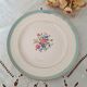 7 mismatched antique dessert plates accompanied by a pie dish