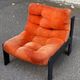Vintage orange Scandinavian armchair from the 70s, velvet armchair