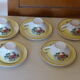 Service a coffee in white and yellow porcelain, vintage Asian decor