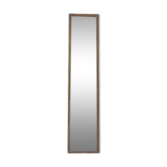 Old mirror 194cm/43.5cm between two in wood from the 19th century, mercury glass and heavily pitted, parquet on the back. D