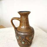 Rustic Ceramic Jug: 1970s West German Pottery Vase, Boho Decor
