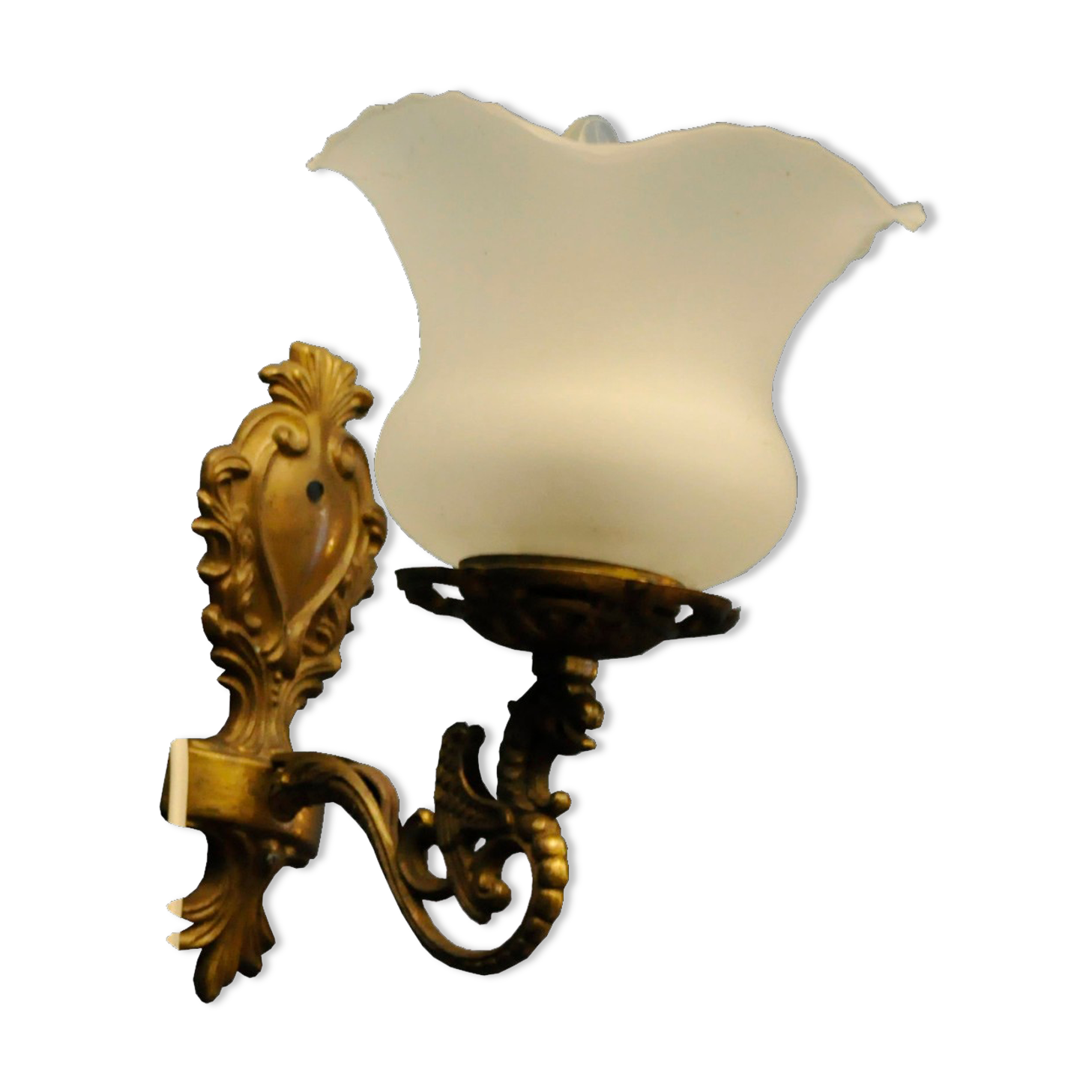 Art Deco wall lamp, brass and glass