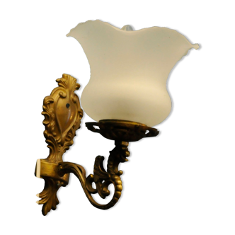 Art Deco wall lamp, brass and glass