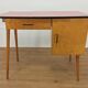 Bureau et chaise Baumann Pégase rouges, pieds compas