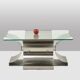 Brushed steel and glass coffee table, François Monnet, for Kappa, 1970.