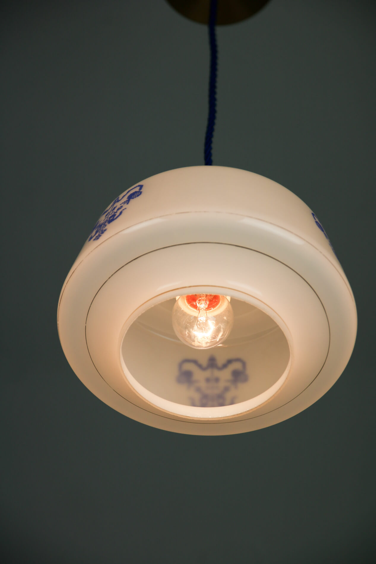 Vintage opaline glass pendant light