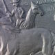 Plaque de cheminée en fonte chevaux de Camargue signé R. Deret 58,5 X 49,5 cm