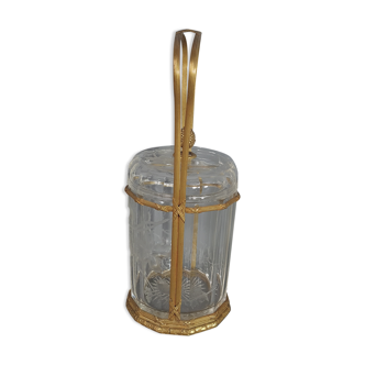 Golden brass crystal cookie bucket Louis XVI style, nineteenth