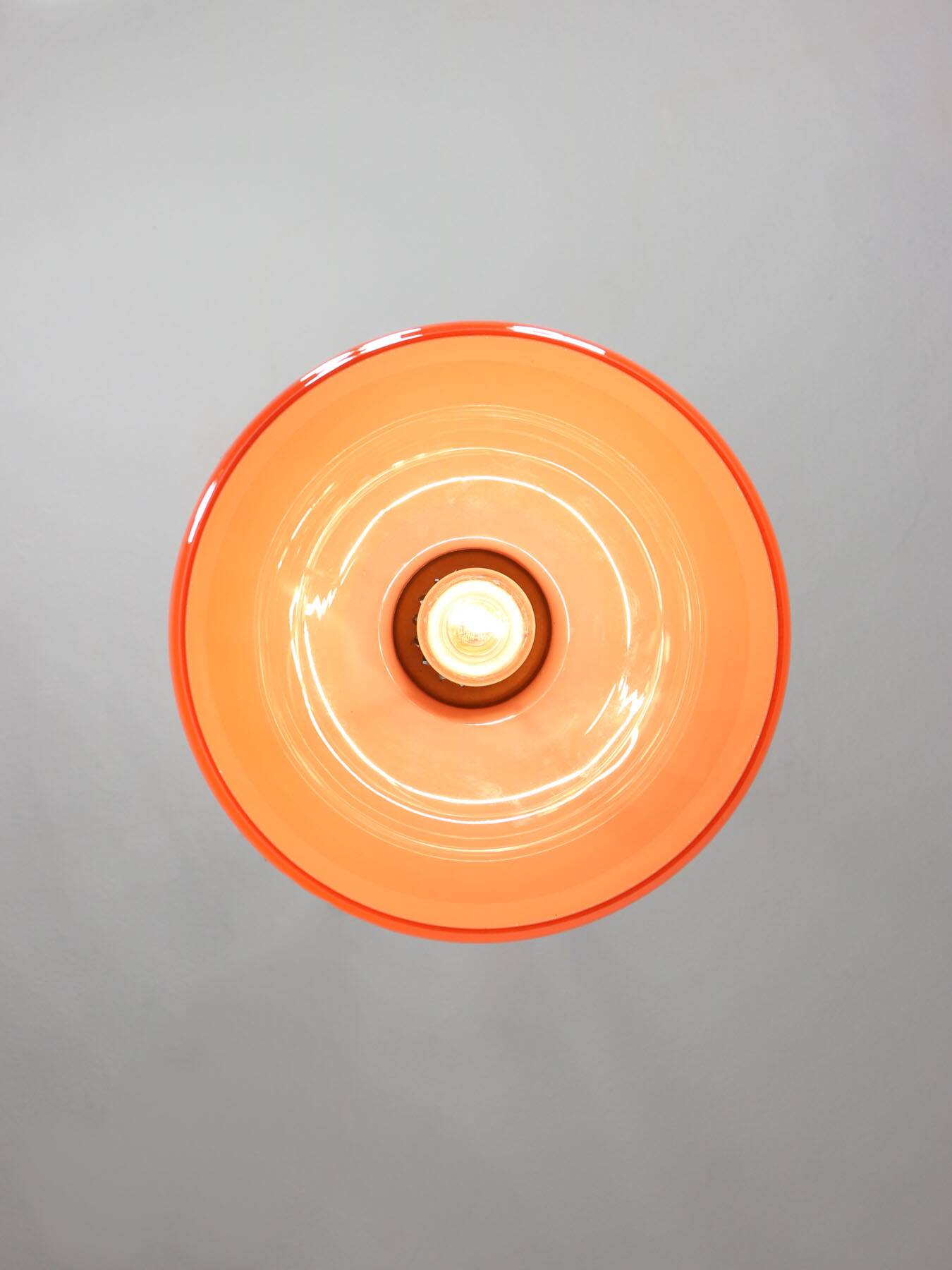Mid-Century Italian Orange Glass and Brass Pendant Lamp