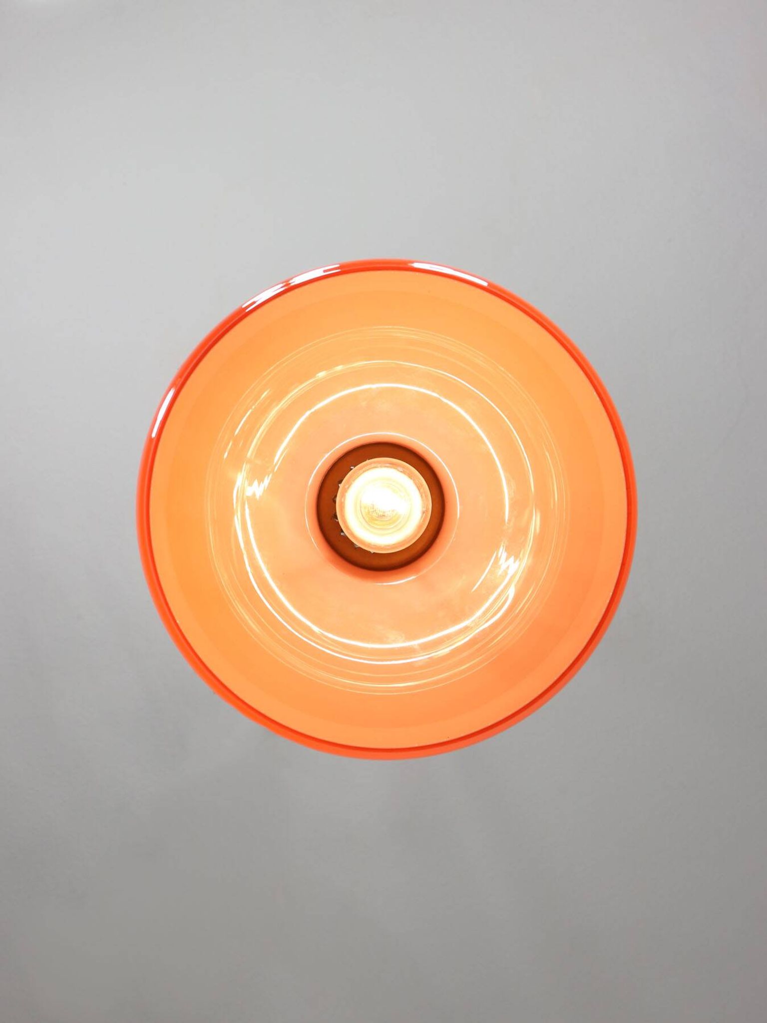 Mid-Century Italian Orange Glass and Brass Pendant Lamp