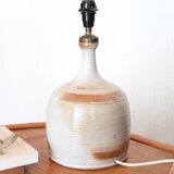 Lampe Grès du Marais, raffia lampshade, 60s