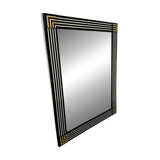 Grand miroir vintage année 70 design DEKNUDT décor géométrique bois