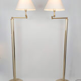 Paire de lampadaires modulables en laque et laiton 1970s