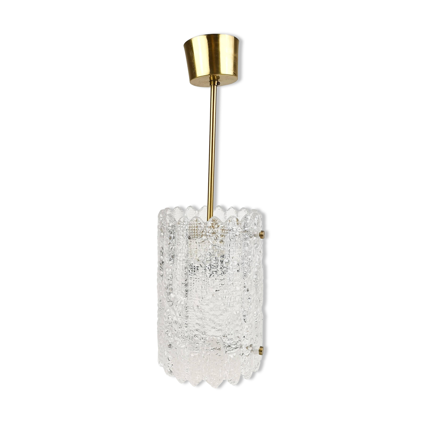 Suspended cylindrical crystal chandelier Mid-Century modern Carl Fagerlund for Orrefors, 1960s
