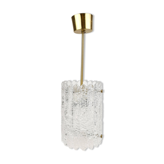 Suspended cylindrical crystal chandelier Mid-Century modern Carl Fagerlund for Orrefors, 1960s