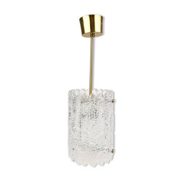 Suspension cylindrique en cristal Mid-Century moderne Carl Fagerlund pour Orrefors, années 1960