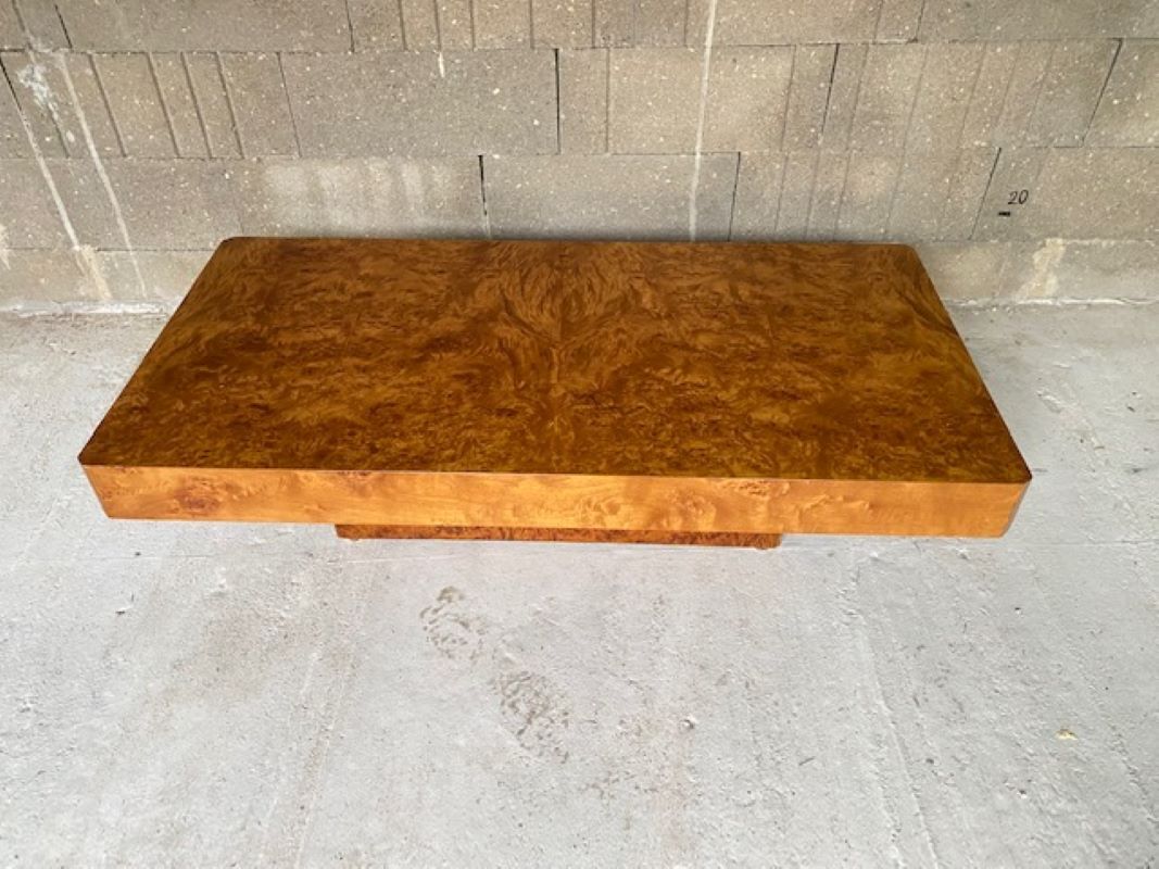 Coffee table elm magnifying glass Roche Bobois vintage 70s