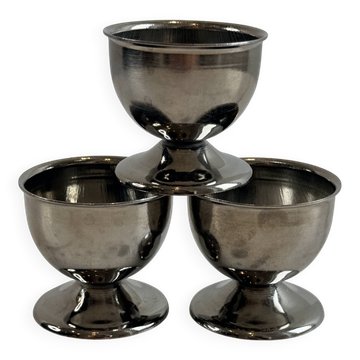Set of 3 stainless steel egg cups