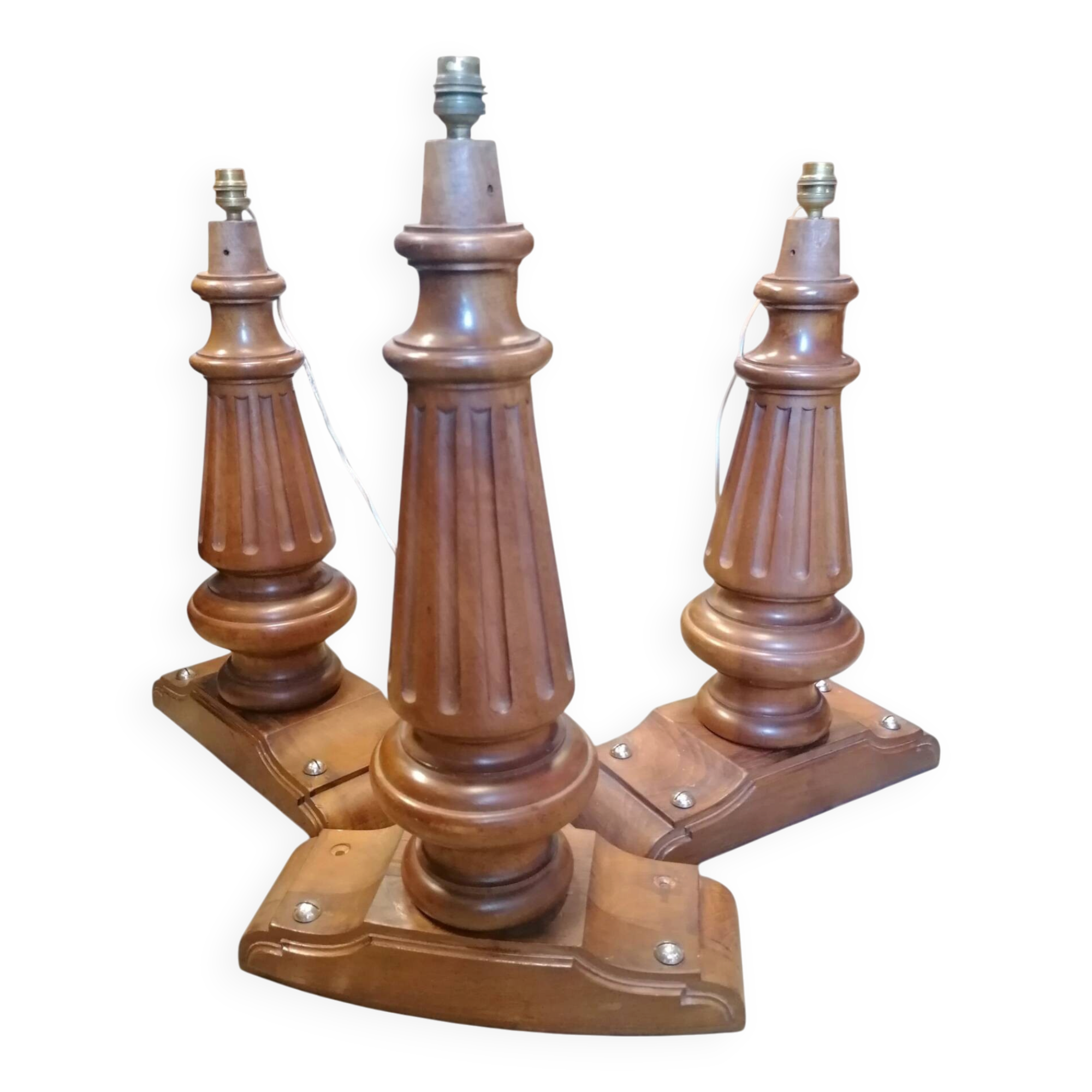Set of 3 lamp bases in piano feet - Louis XVI style