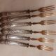 6 dessert forks in silver metal and vermeil