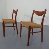 Set of Teak and Paper Cord Dining Chairs by Ejner Larsen for Glyngøre Stolefabrik, 1960s