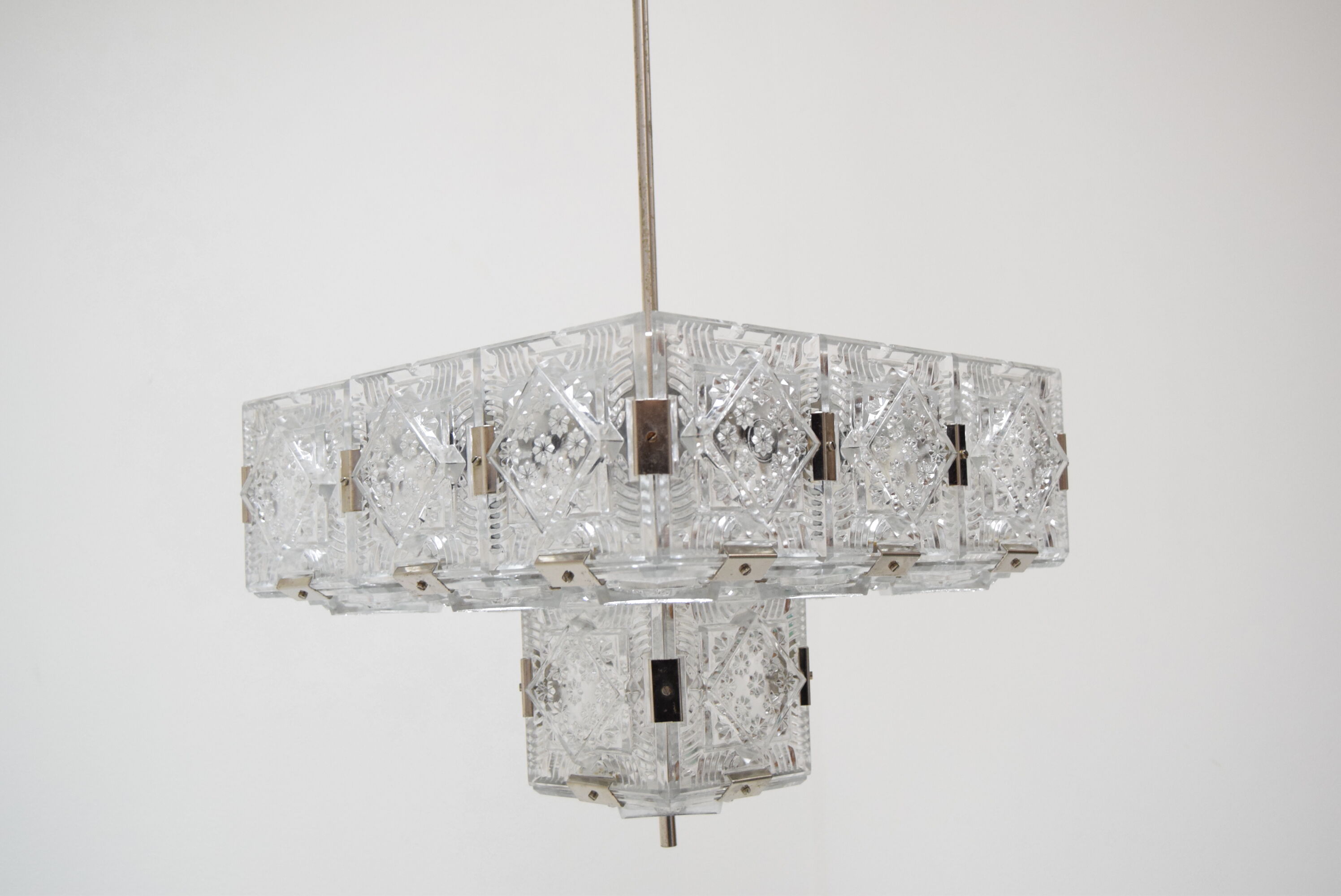 Mid-century glass pendant by Jaroslav Bejvl for Kamenicky Senov années 1960