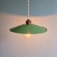 Industrial pendant light in green enamelled sheet metal, 1930s-40s
