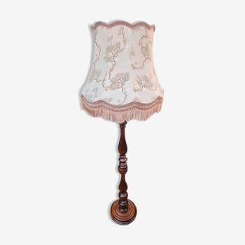 Floor lamp wood and vintage fabrics