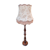 Lampadaire bois et tissus vintage