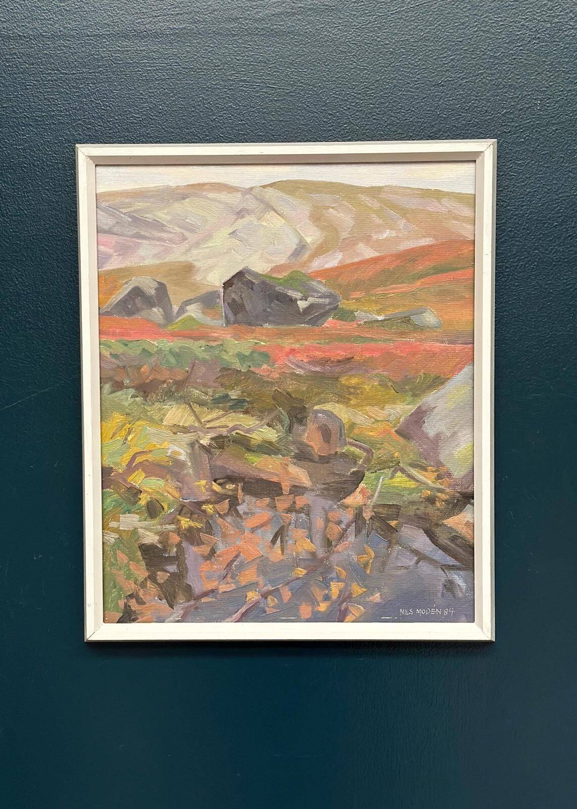 Original Mid Century Swedish Oil On Panel – “Woodland” By Nils Moden – Dated 1984 – Vintage & Framed