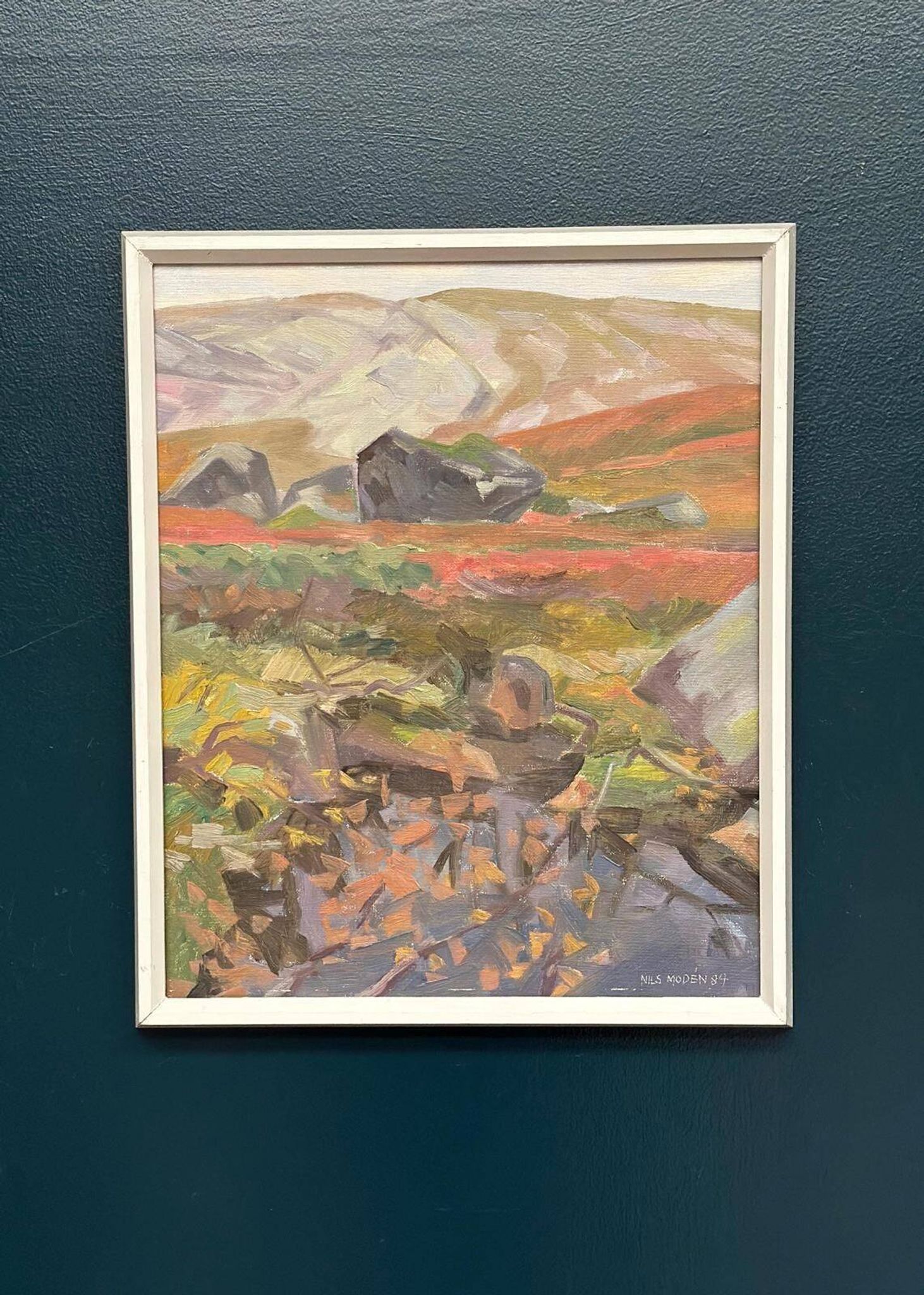 Original Mid Century Swedish Oil On Panel – “Woodland” By Nils Moden – Dated 1984 – Vintage & Framed
