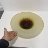 XL Murano Glass Round Fruit Bowl Table Plate Yellow Brown Italian Vintage