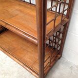 Pair of bamboo and rattan bookcases