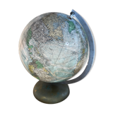 Old terrestrial globe world map perrina paris glass vintage metal foot