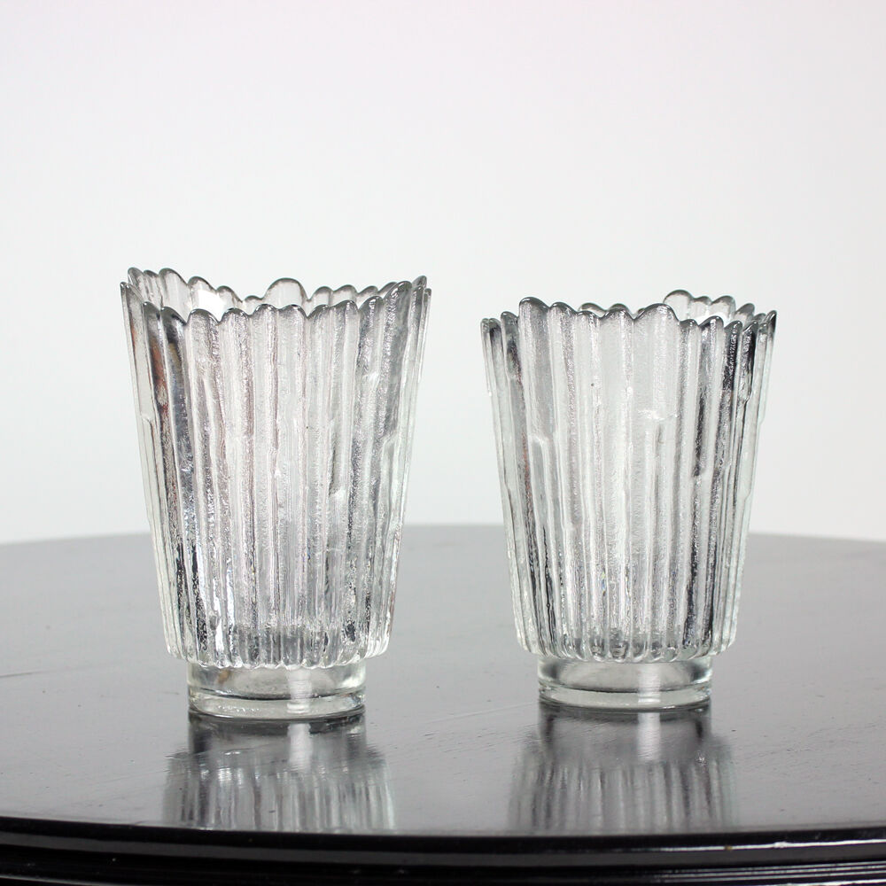 Vase en verre vintage en verre pressé par Pavel Pánek, 1979