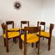 Set of 6 Scandinavian style chairs Girsberger 70s vintage solid wood mustard yellow