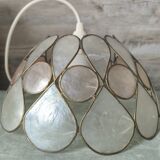 Vintage mother-of-pearl and brass pendant lamp