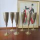 6 vintage metal Champagne flutes